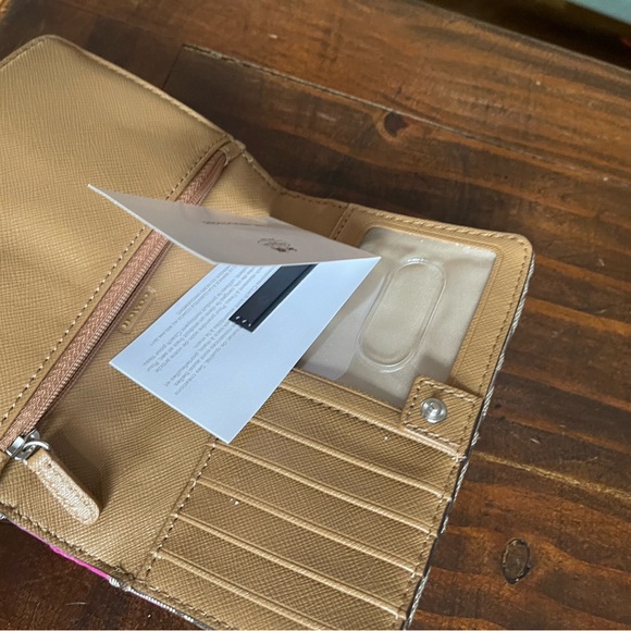 Small Coach Signature Dylan Crossbody Wallet Khaki And Magenta - Picture 8 of 12